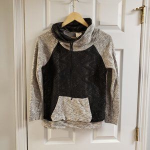 Gray sweatshirt slouchy neck black lace